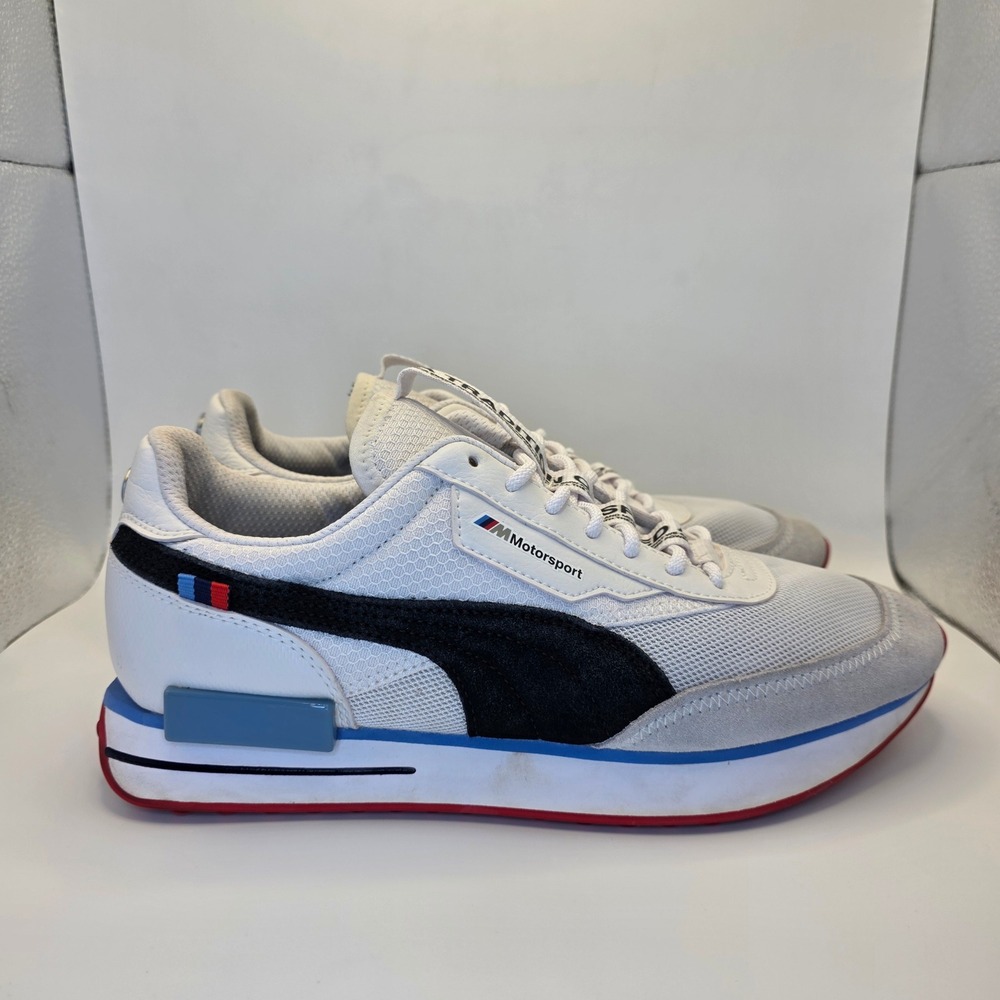 Puma BMW M Motorsport Future Rider White Black Blue Red | Mens Size 8 306640-02